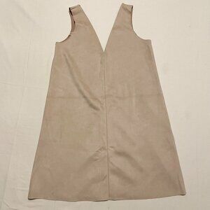 Zara Womens VNeck Stretchy Faux Suede Sleeveless Mini Dress Sz Large